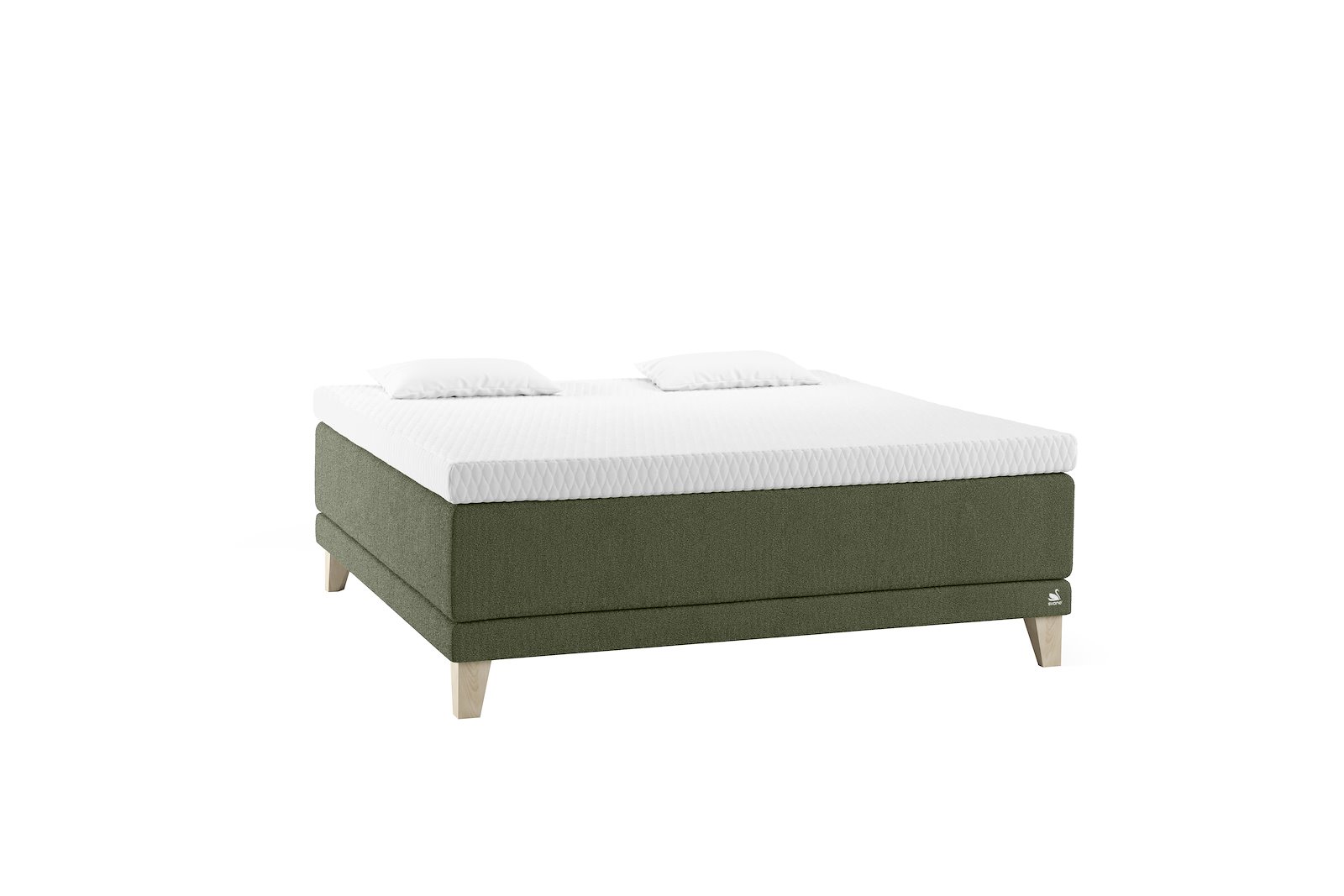 Zenon kontinentalseng Tekstil Dream Emerald Green, Integrert overmadrass og Square legs 19cm Oak