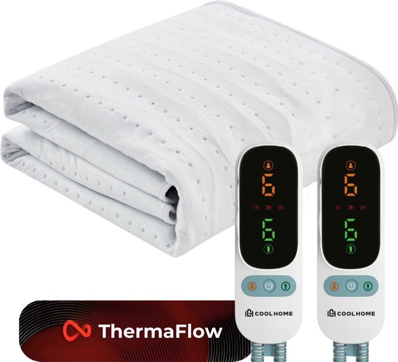 CoolHome - UB26 - Elektrische Onderdeken - Wit - 2 Persoons - 190x140 cm - 6 Warmtestanden - Dual Zone