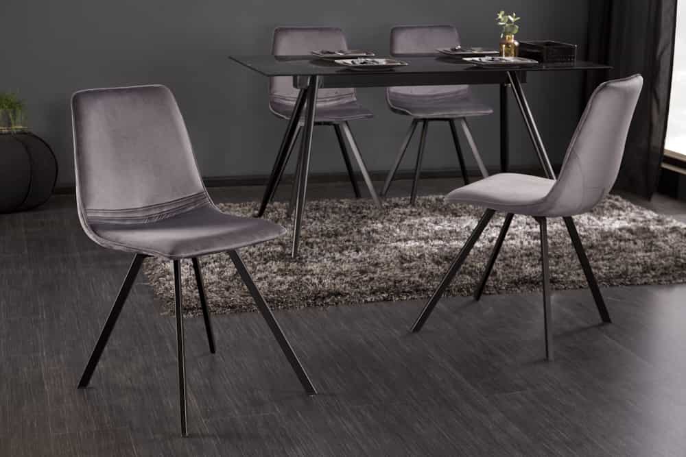 Retro Stuhl AMSTERDAM CHAIR dunkelgrau Samt Designklassiker