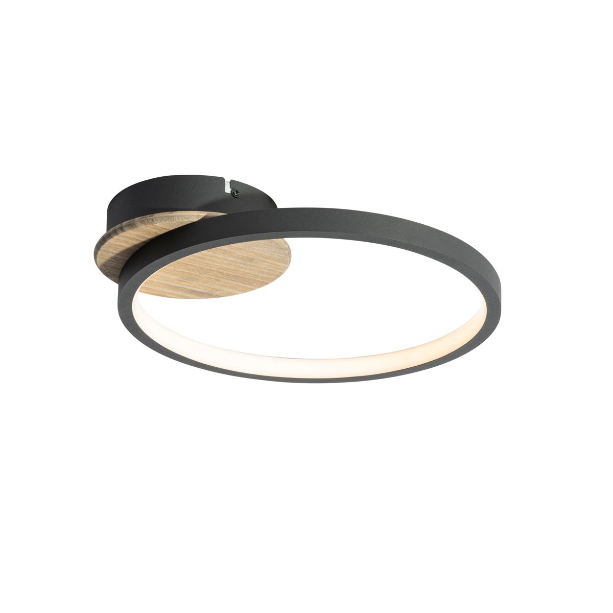 Moderne plafondlamp zwart met hout incl. LED 3-staps dimbaar - Alec
