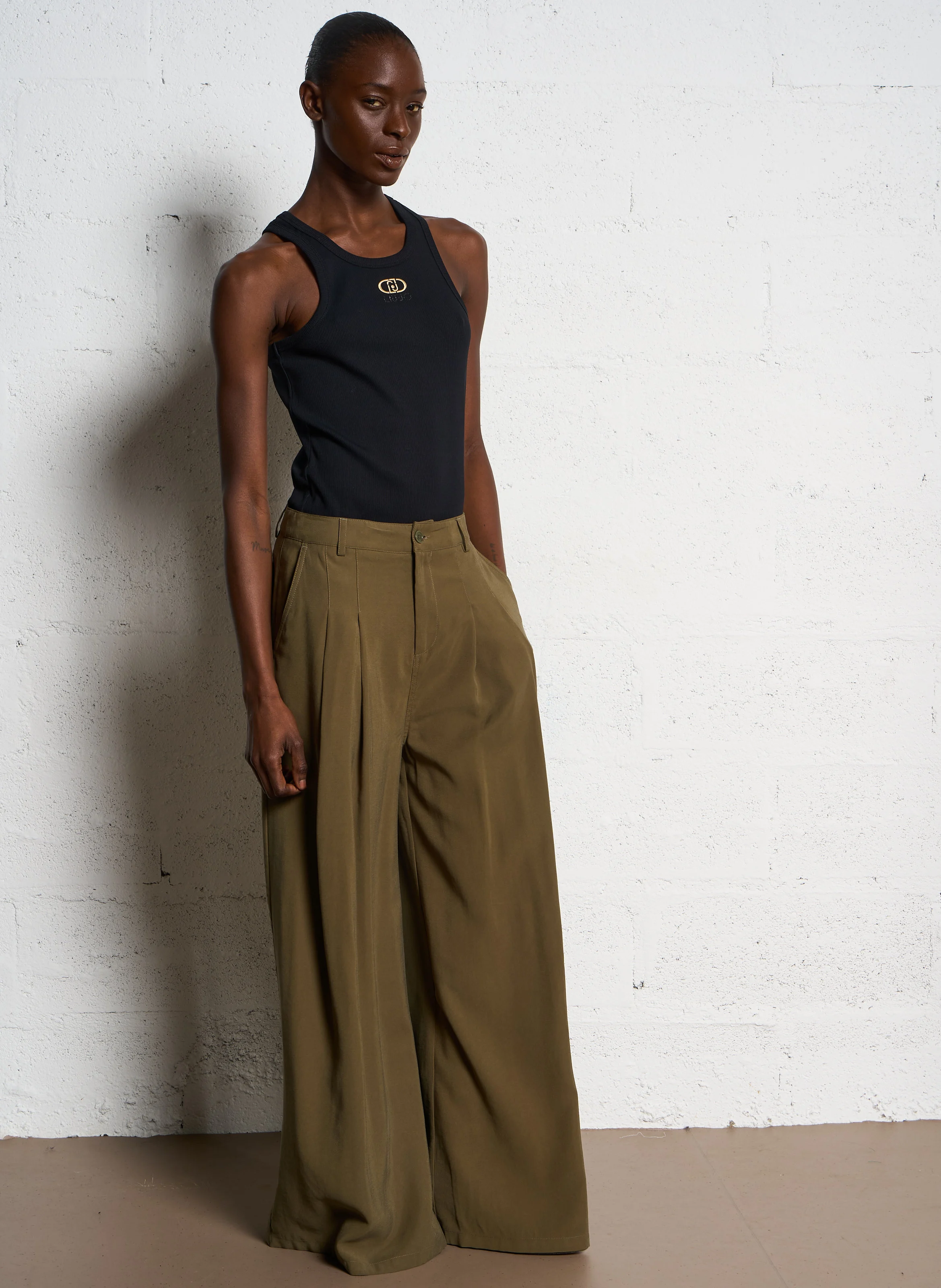 Pantalon large| Vert