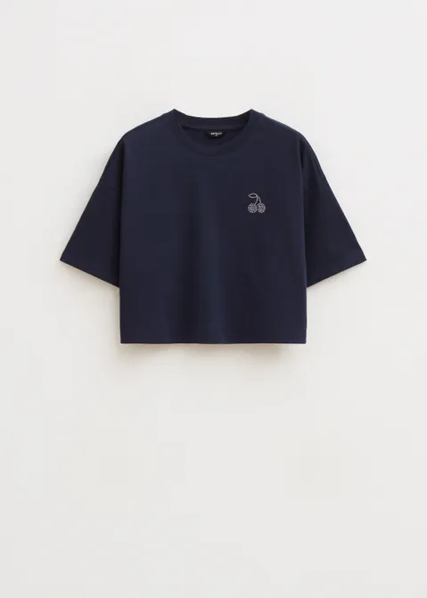 Cropped t-shirt met print blauw (BLW.D)