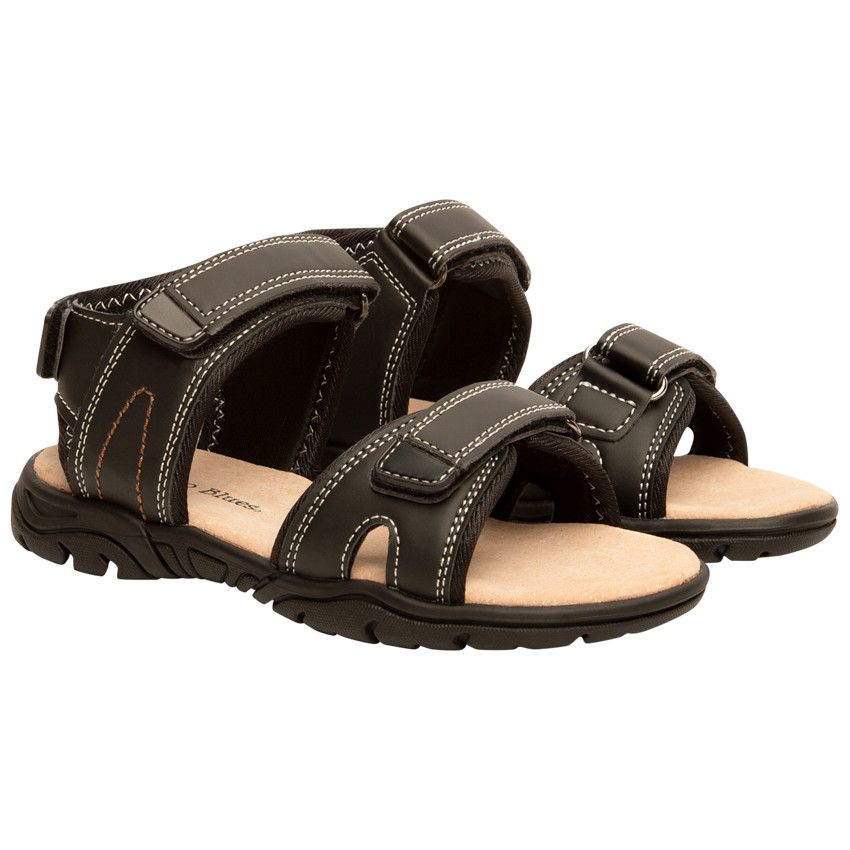 Nu-pied triple velcros pour garçon - Noir