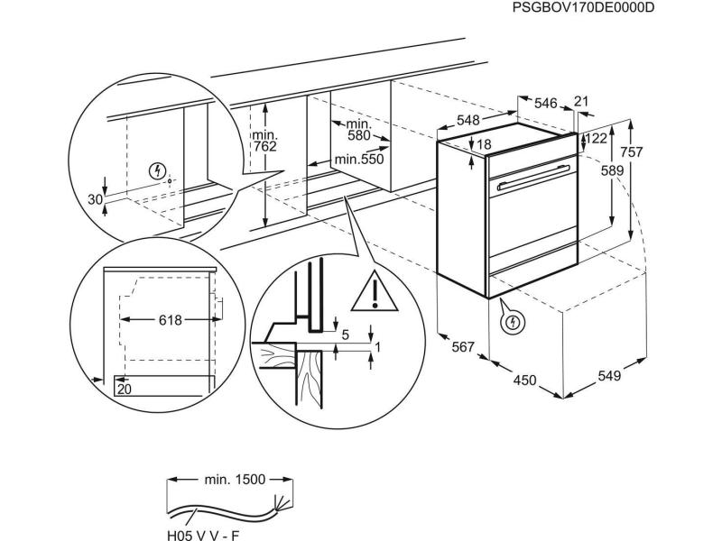 Electrolux Einbaubackofen EB7GL4SP Schwarz A Backofen für den Einbau