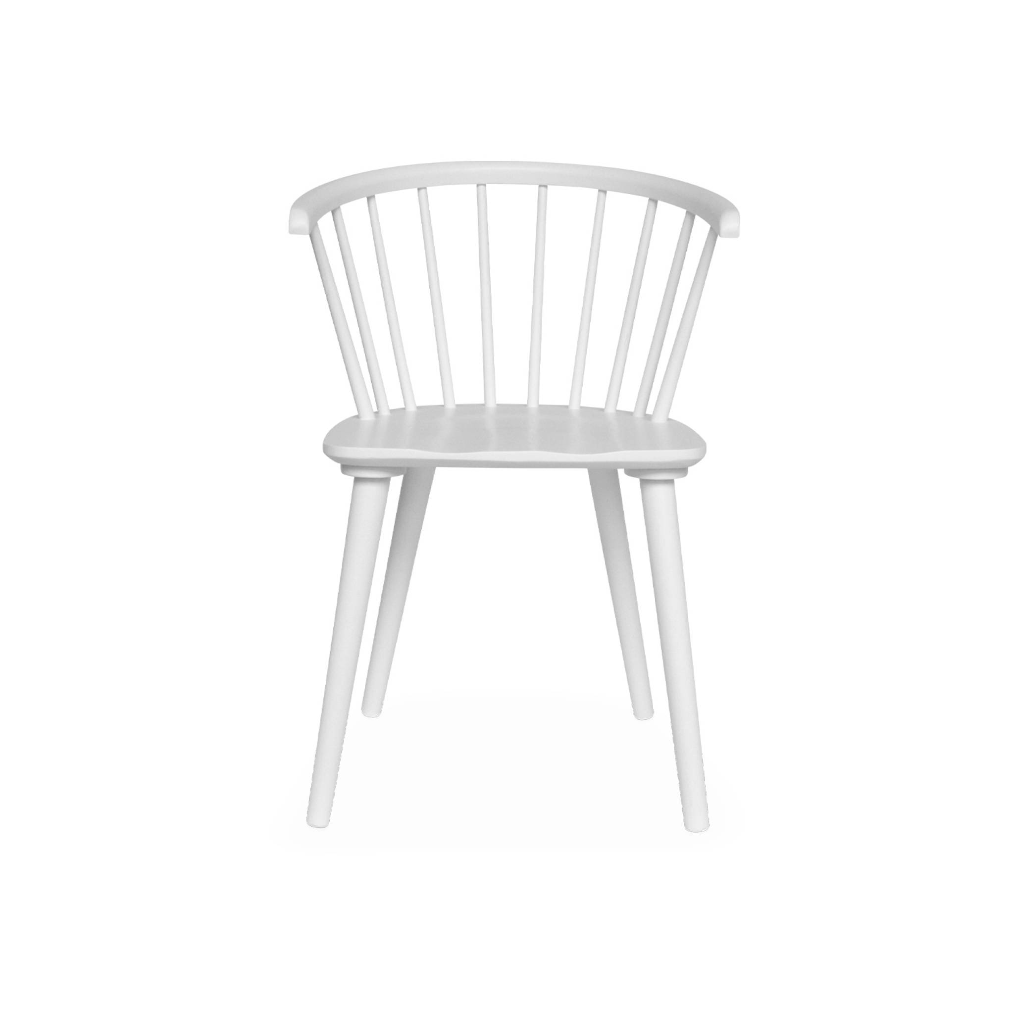 Lot de 2 chaises blanches à barreaux en bois et contreplaqué. Paula. L 51 x p 53 x h 75cm