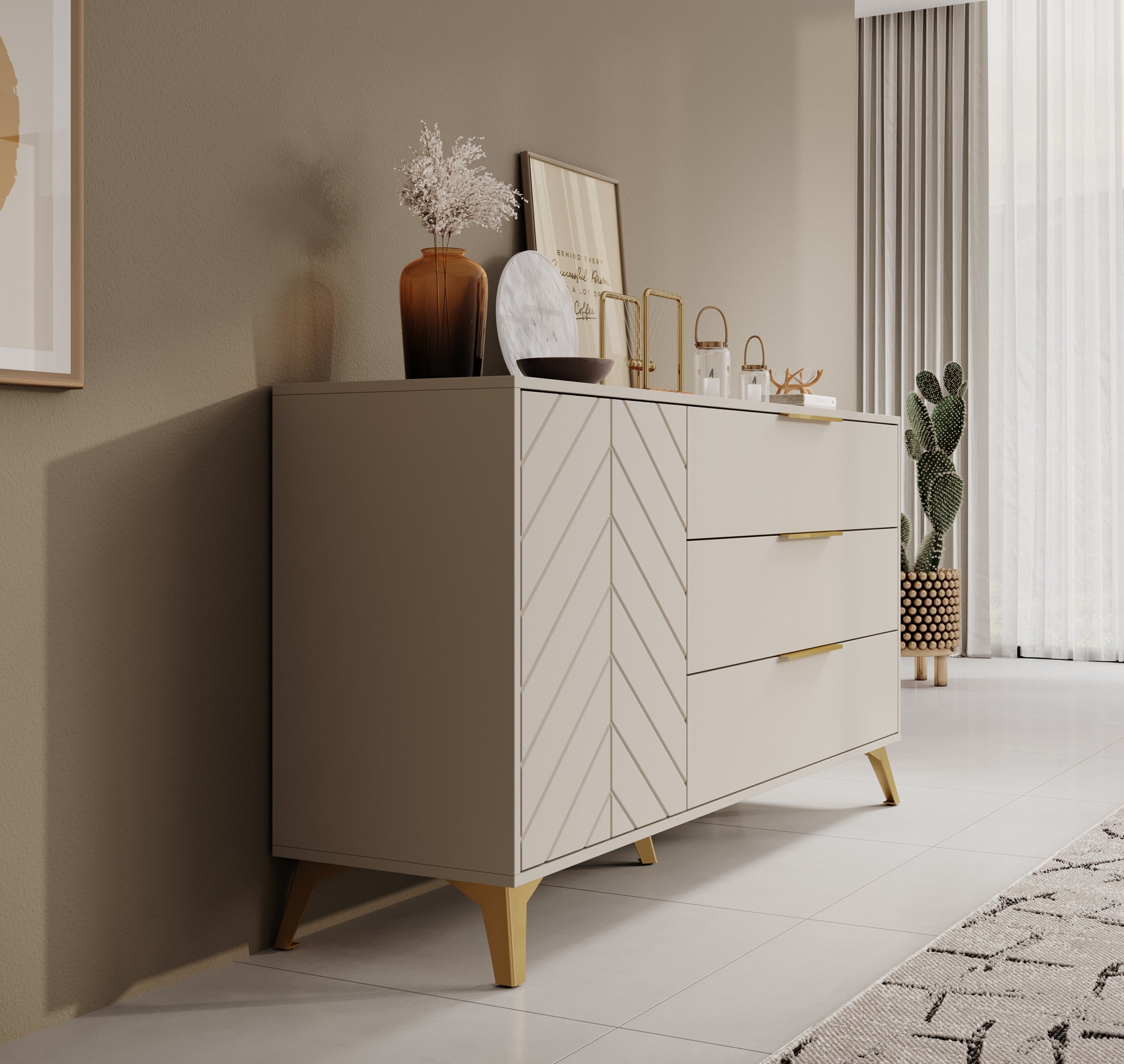 Xiano - Dressoir - Beige - 154x40x80 cm