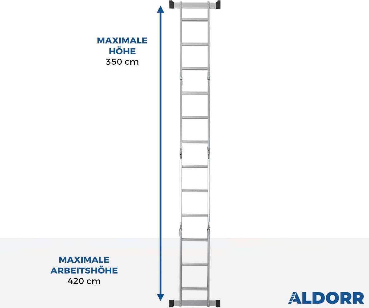 ALDORR Home - 4x3 opvouwbare ladder met platform van hoogwaardig aluminium - Multifunctionele ladder - Veilig en betrouwbaar (EN131)