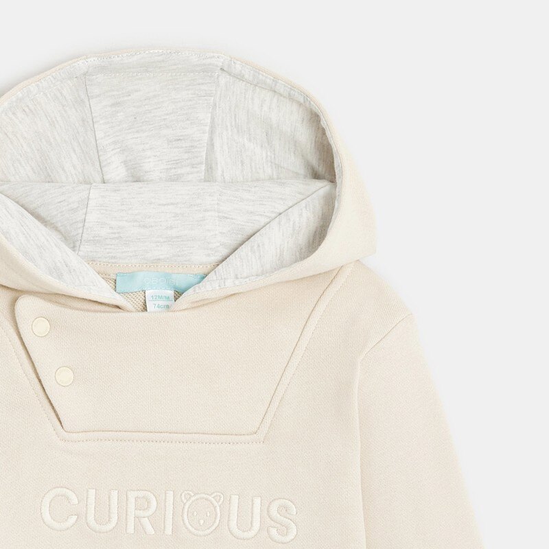 Sweat molleton à capuche beige bébé garçon Beige