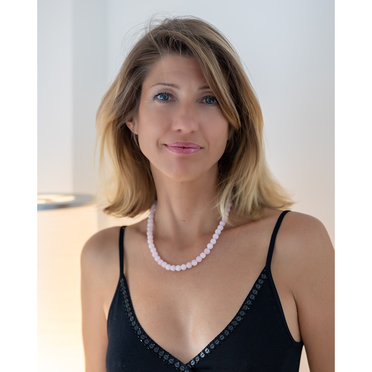 Collier acier inoxydable pierre naturelle quartz rose longueur réglable 40cm + 5cm