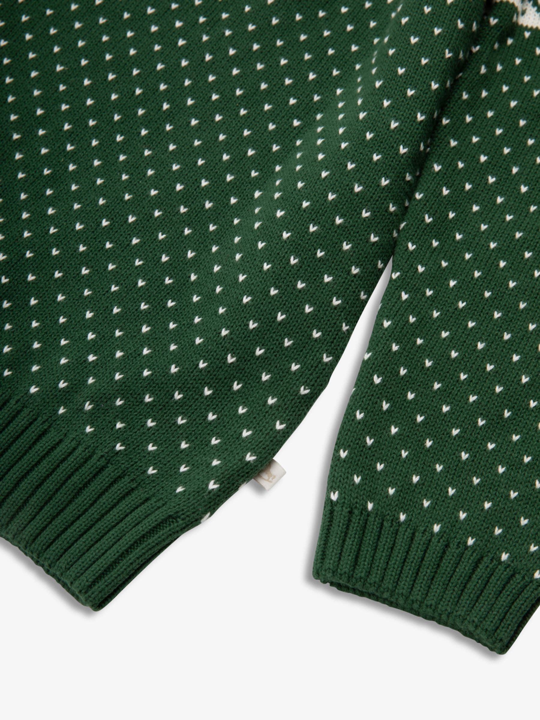 Groen - The Little Tailor kinderkersttrui met rendier-fairislepatroon
