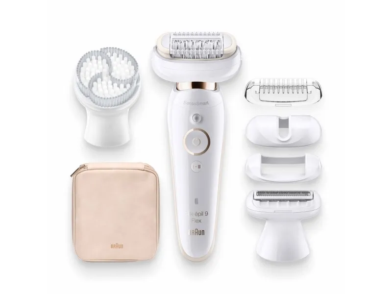 Braun Silk-épil 9 Flex 9-030 3D, Lyserød, Hvid, 40 pincetter, MicroGrip, Armhule, Bikini, 0,5 mm, Batteri