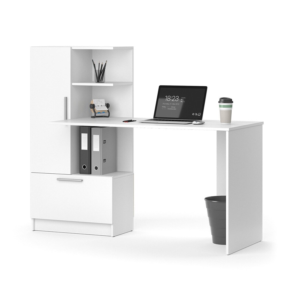 Vicco Arbeitstisch Schreibtisch Bürotisch Tomy Weiß 150x120 modern Computertisch PC-Tisch Arbeitszimmer Homeoffice Büromöbel Computermöbel Schrankschublade Schranktür Regalanbau