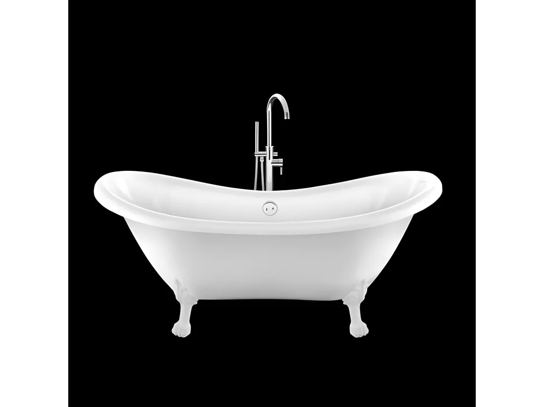 Baignoire ancienne rétro sur pieds DARLINGTON Blanche 175 cm Pieds de Lion Blancs