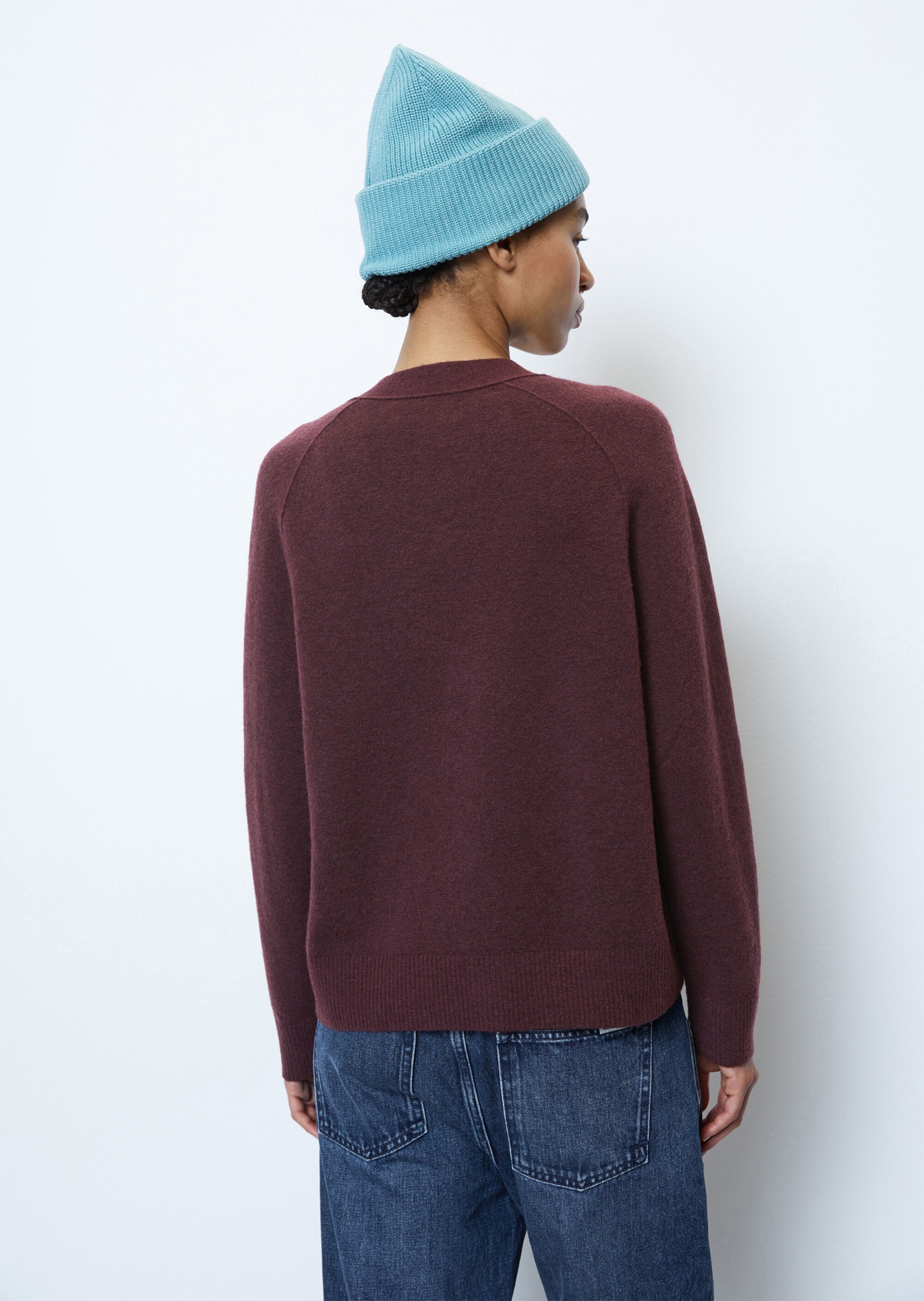 V-Neck-Cardigan relaxed aus softem Schurwolle-Mix