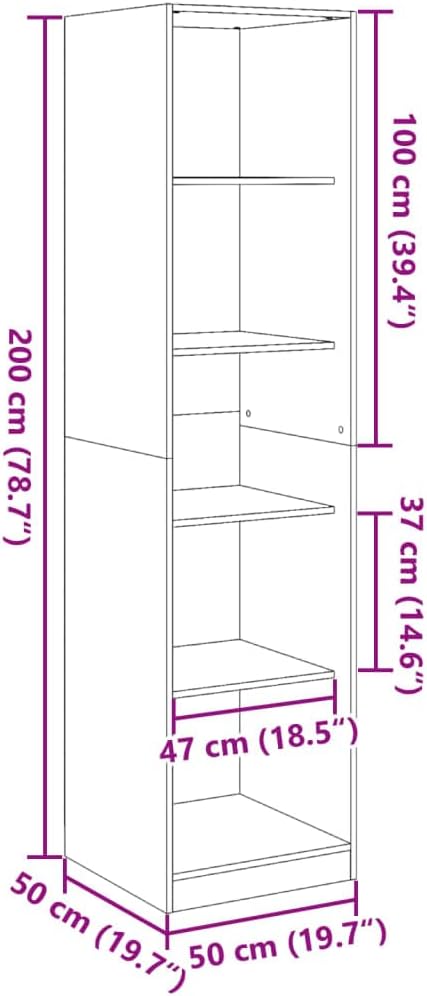 vidaXL Kleiderschrank, Garderobenschrank mit 5 Fächern, Schrank Mehrzweckschrank für Schlafzimmer, Flurschrank Offen, Sonoma-Eiche Holzwerkstoff