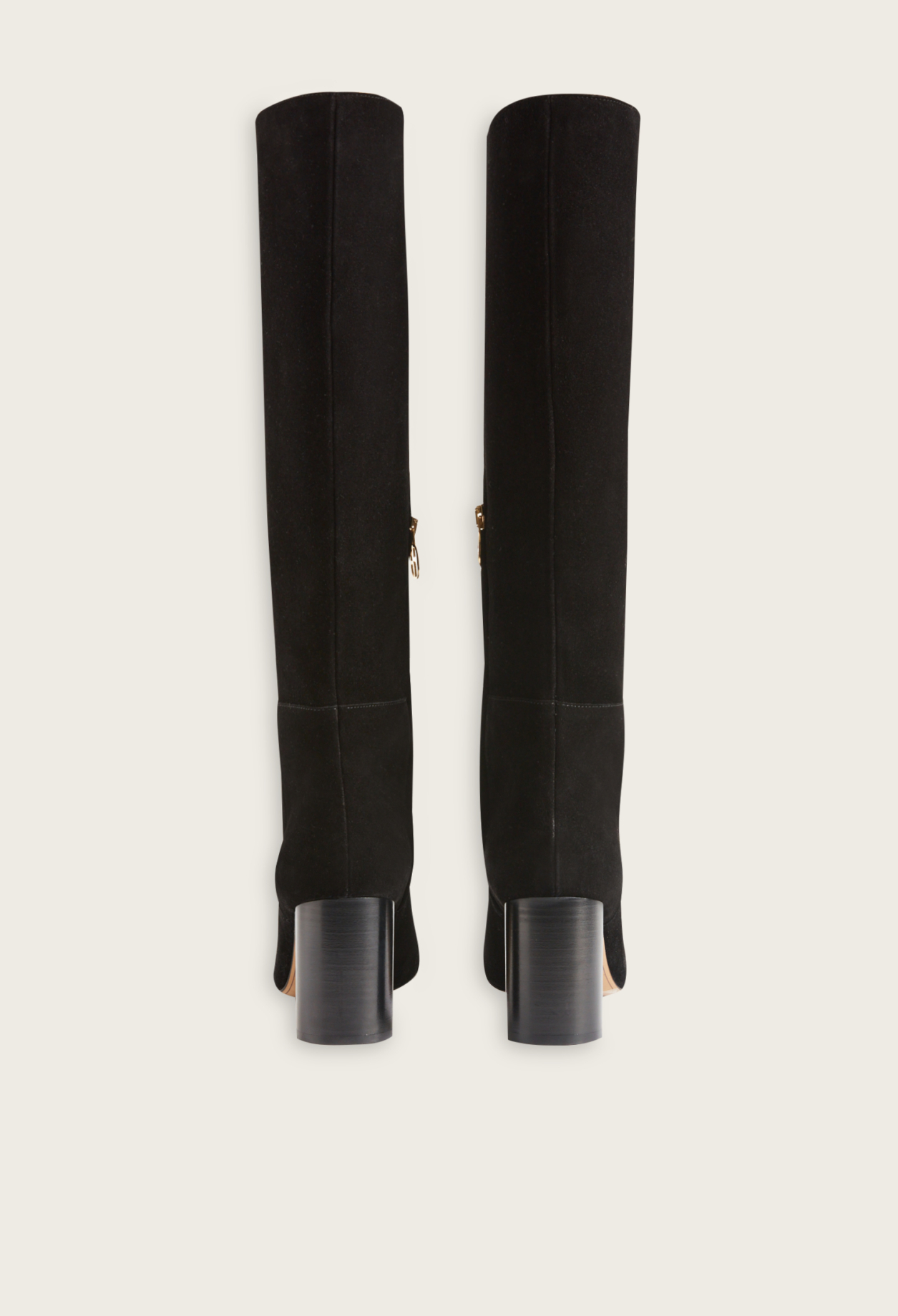 Bottes hautes cuir su&egrave;de noir
