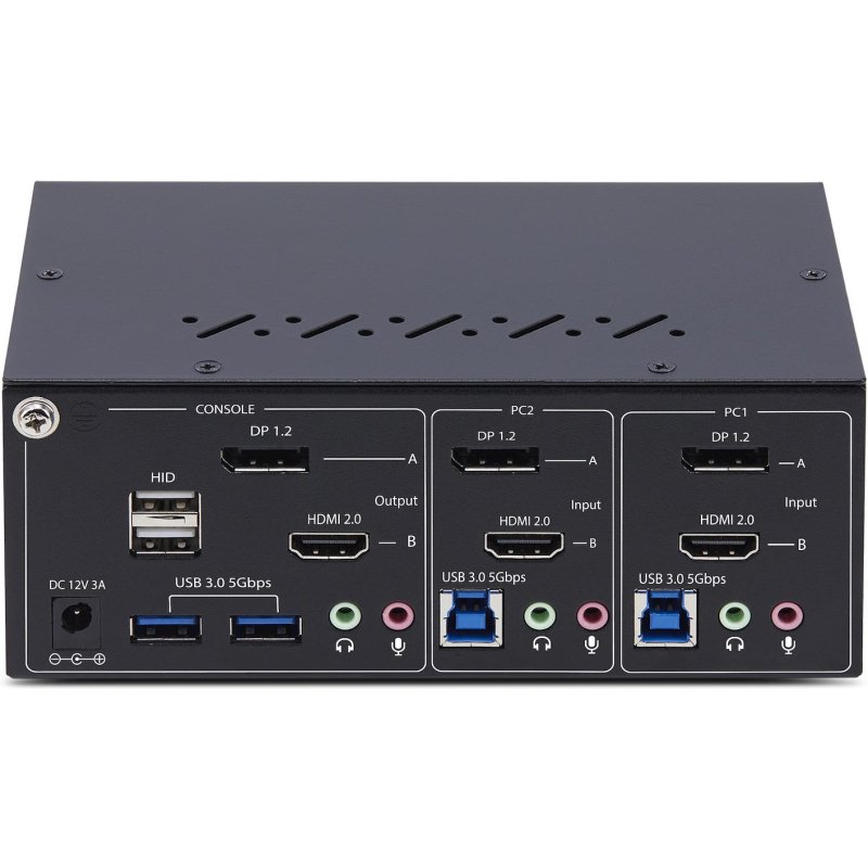 StarTech.com Commutateur KVM 2 Ports DisplayPort et HDMI, 4K 60Hz, 1 Moniteur HDMI et 1 Moniteur DP, Switch KVM 2 Ports, Hub USB 5Gbps 2 Ports, 2 Ports USB HID, Conforme TAA