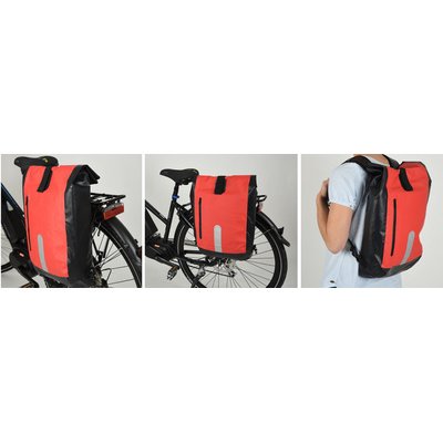 Sacoche de vélo, imperméable, rouge / noir