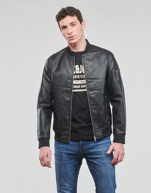 Jack & Jones - JJROCKY PU BOMBER - Noir