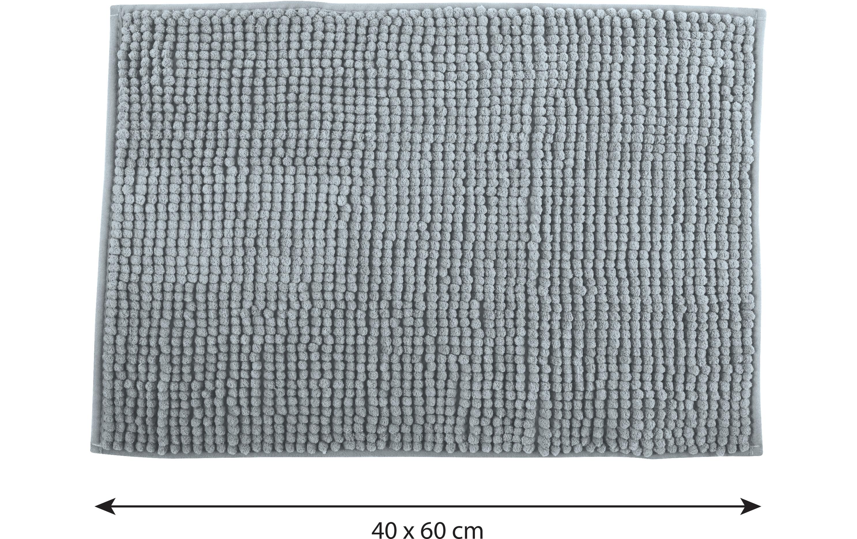Badteppich Chenille 40 x 60 cm, HellgrauBadematte mit rutschfester Unterseite