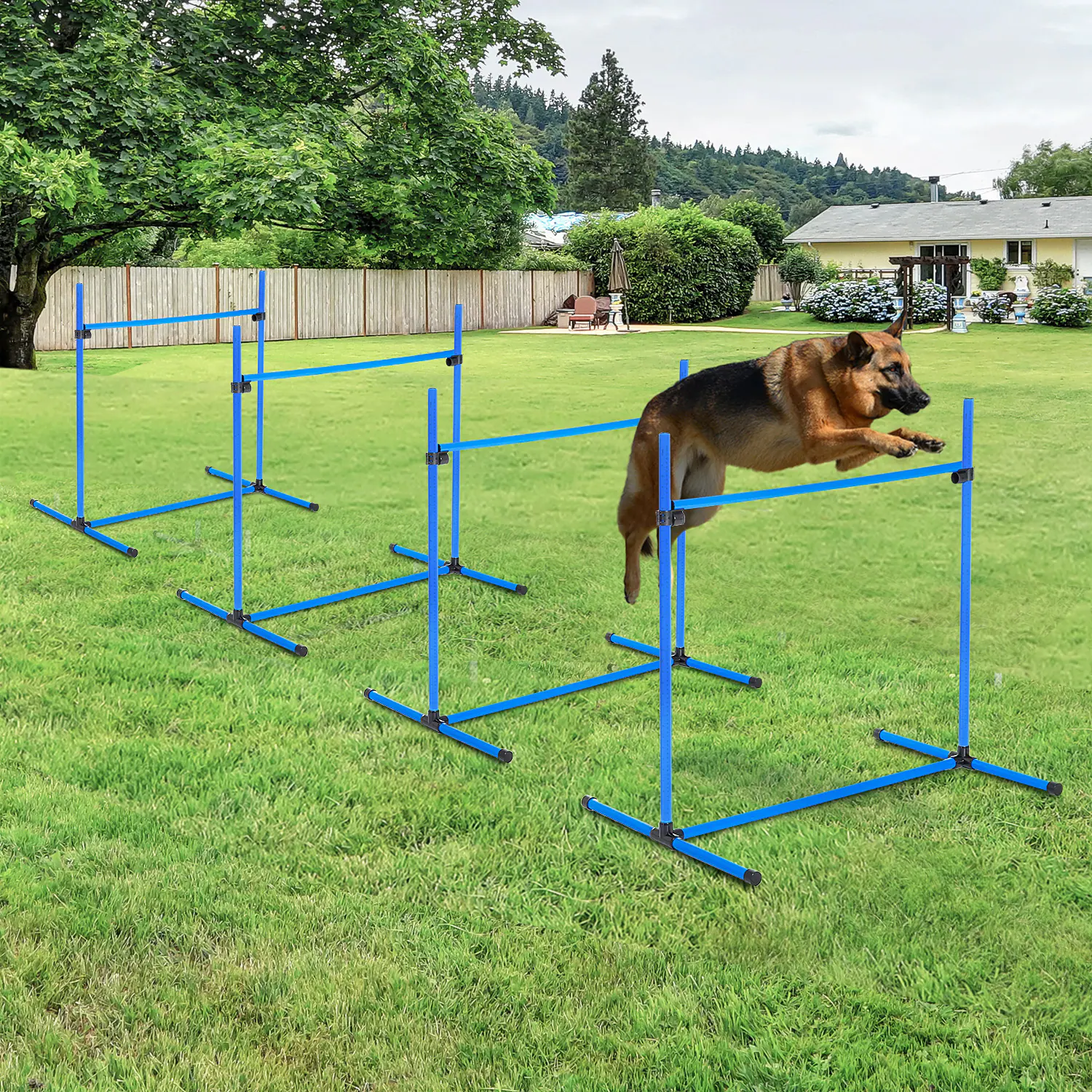 PawHut Agility Hürdenset als 4er Set blau 95 x 65 x 95 cm (LxBxH)