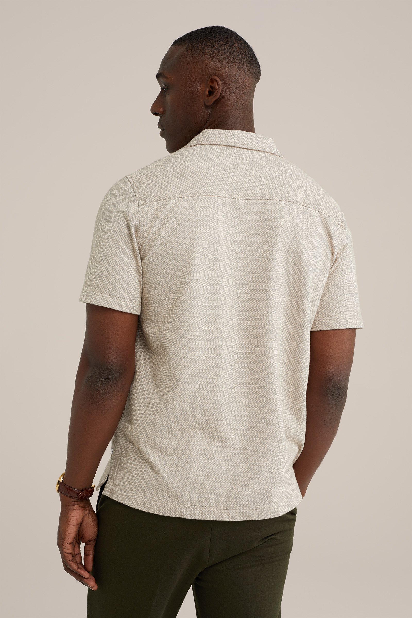 stretch overhemd met dessin WE Fashion Beige