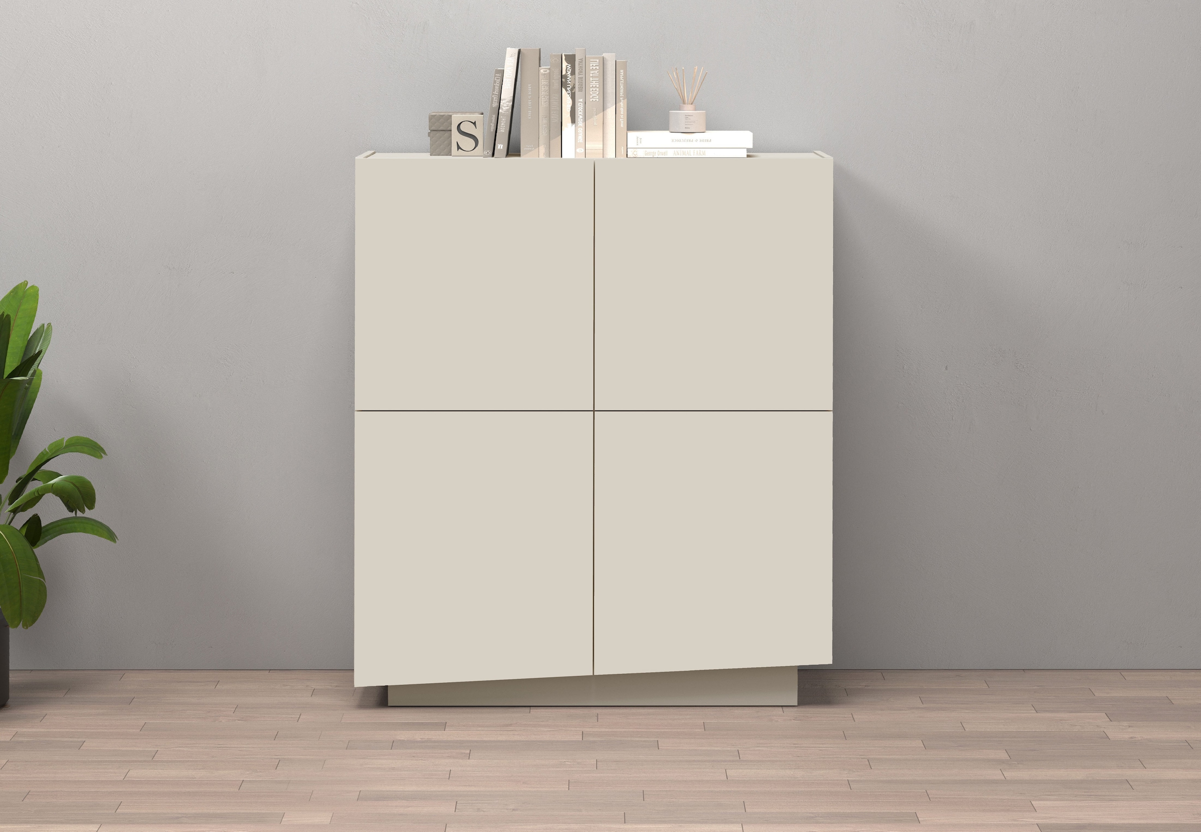 INOSIGN Highboard »VELA, Highboard, Höhe 120 cm,Design mit schrägen Türen« 1 Stk. tlg. Made in Italy, Masse-B/T/H: 100x35x120,hohes Sideboard,Anrichte,Kommode