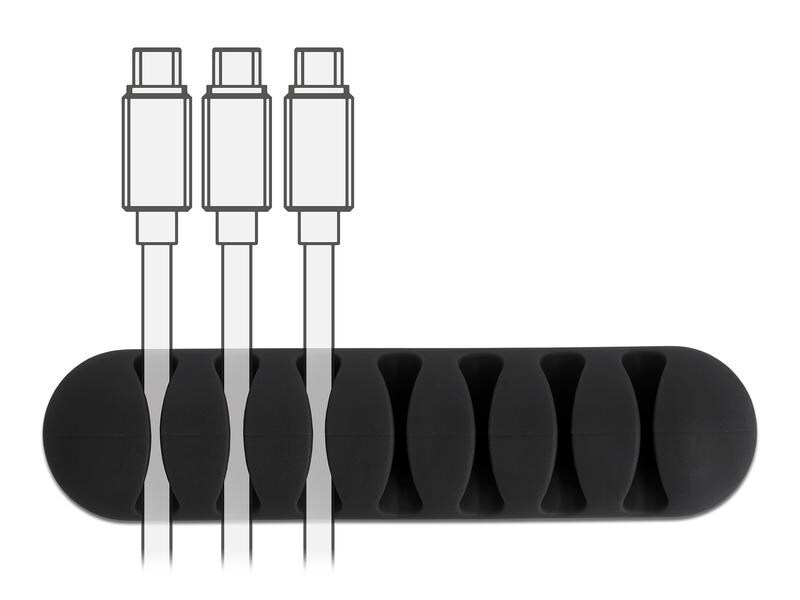 Delock Kabelhalter 82mm, für 7 Kabel, selbstklebend 6 Stück Kabelhalter mit 7 Durchführungen selbstklebend Set 6 Stück Schwarz