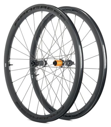 Paire de roues Progress AERO Disc Boyau Noir | 12x100/12x142 mm | Center Lock | Shimano