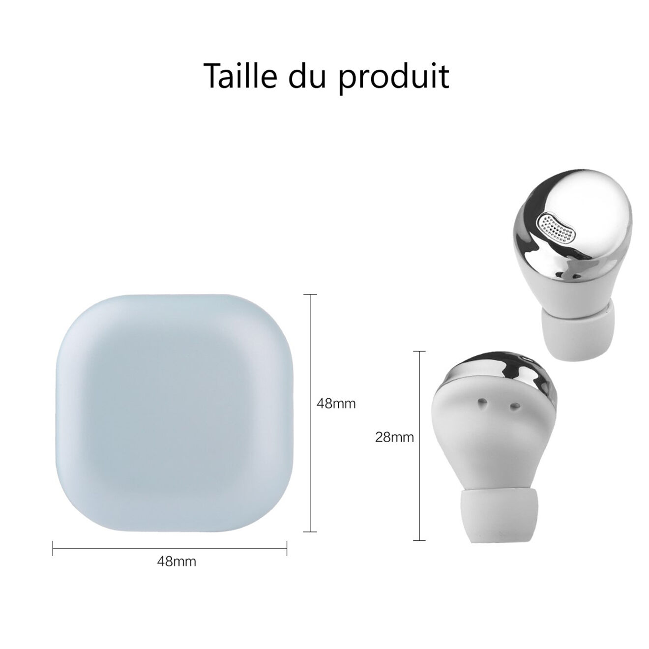 Onamaste Écouteurs Bluetooth sans fil argentés
