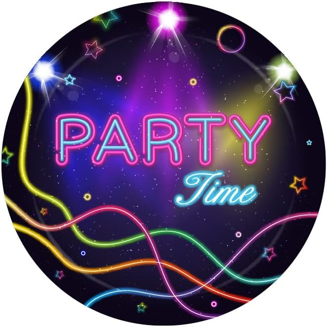 (100-tlg. Set) Neon Einweg Geschirr Party Tisch Deko inkl. Teller / Servietten / Strohhalme / Papp Becher - Let's Glow