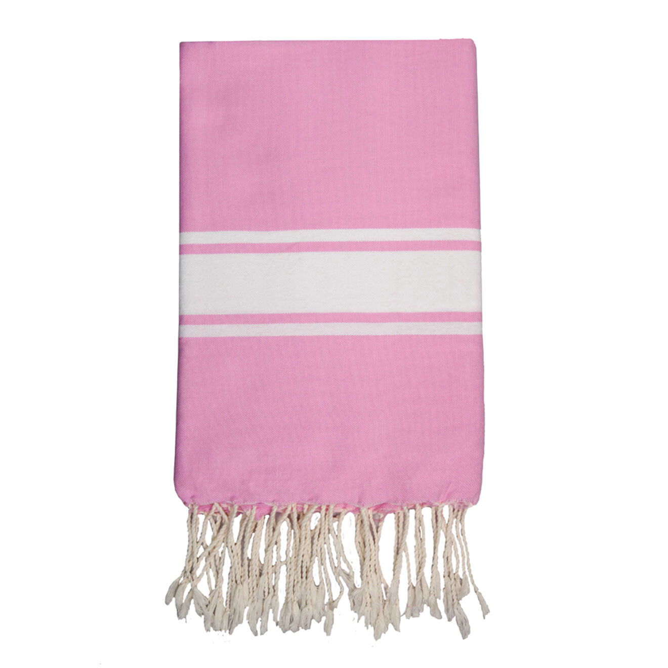 Febronie Fouta Traditionelle St Tropez rose pâle/blanc - 100x200 cm