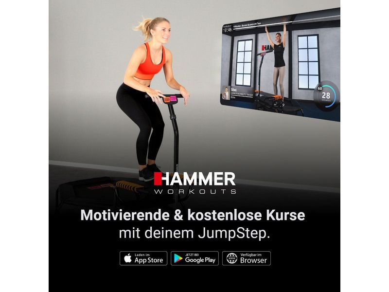 HAMMER Fitnesstrampolin JumpStep Pro mit Step-Board Fitness-Trampolin mit Transportrollen