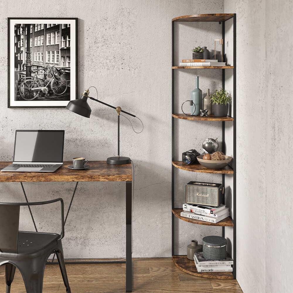 Vicco Eckregal Standregal Raumteiler Fyrk 5 Ebenen Medienregal Antikholz-Optik