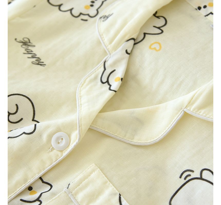 MelMount - Bijpassende pyjamaset voor koppels: shirt met berenprint + broek (verschillende ontwerpen)