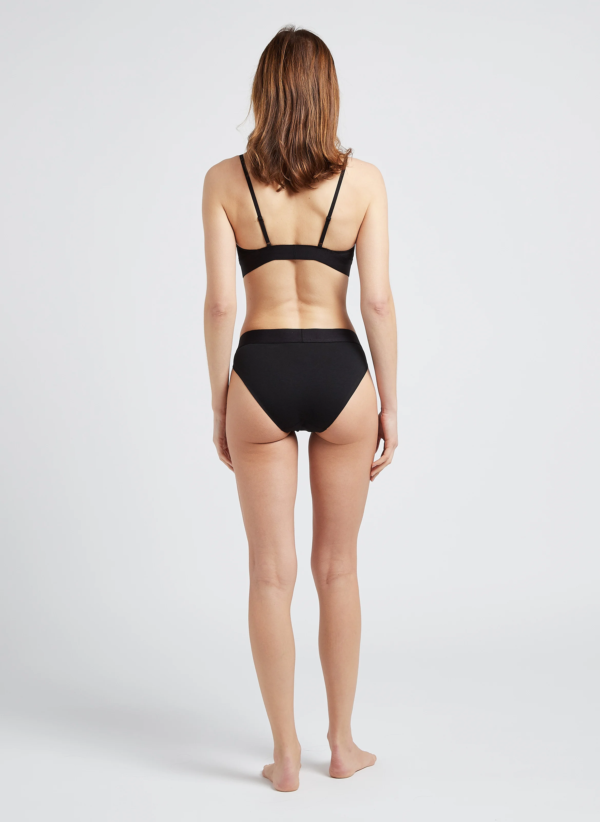 Brassière logo imprimé en coton mélangé| Noir