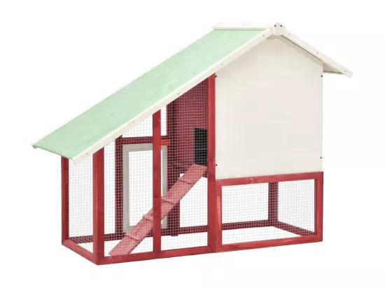Clapier Rouge et blanc 140x63x120 cm Bois de sapin massif