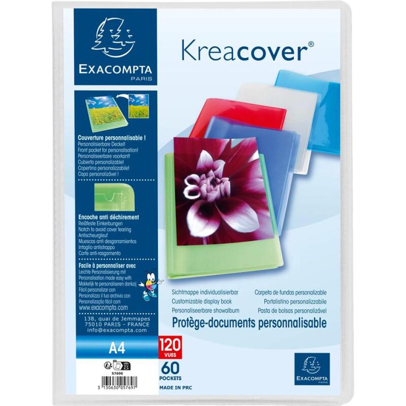 Protège-documents polypropylène semi rigide Kreacover® Chromaline 60 pochettes - 120 vues - A4