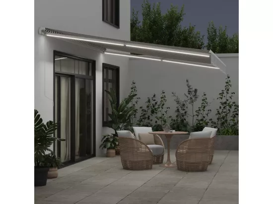 Auvent manuel rétractable avec LED anthracite blanc 450x350 cm