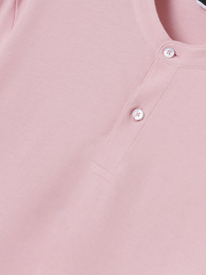 Camisa polo com gola mandarim - Rosa