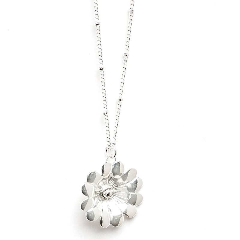 collier fleur plaqué argent - THÉIA