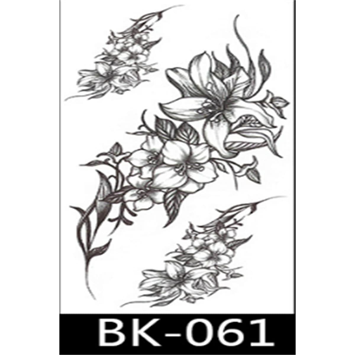Rubs - midlertidige tatoveringer med blomstermotiver 8 stk Sort