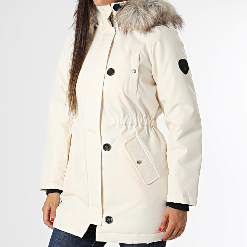 Parka Capuche Fourrure Femme Iris Beige