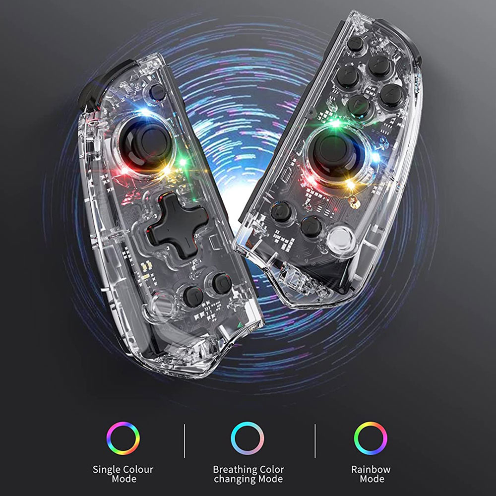 Nintendo Switch / OLED Grip Controller Gamepad Griff mit RGB Beleuchtung - Transparent