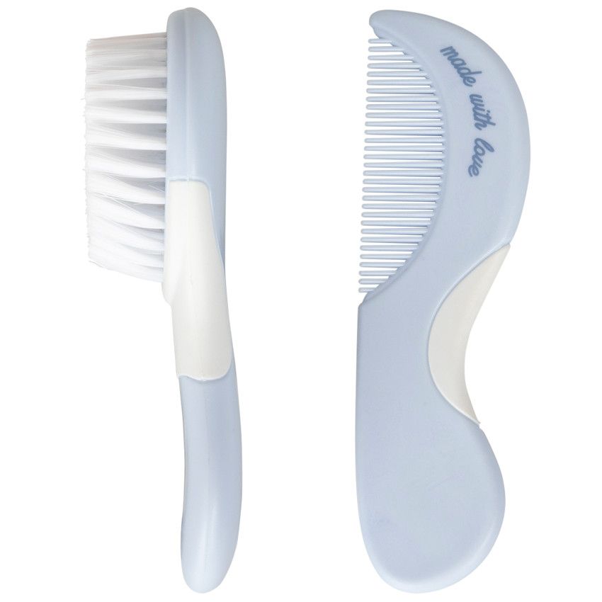 Set brosse et peigne Aloha - Bleu - Ecru