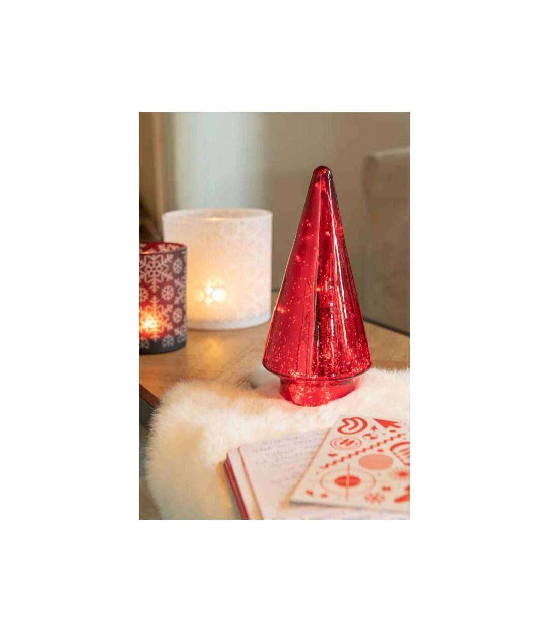 Paris Prix - Sapin De Noël En Verre led 24cm Rouge