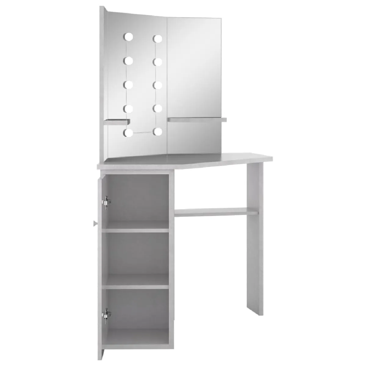 Helloshop26 Coiffeuse d'angle avec LED - Gris béton
