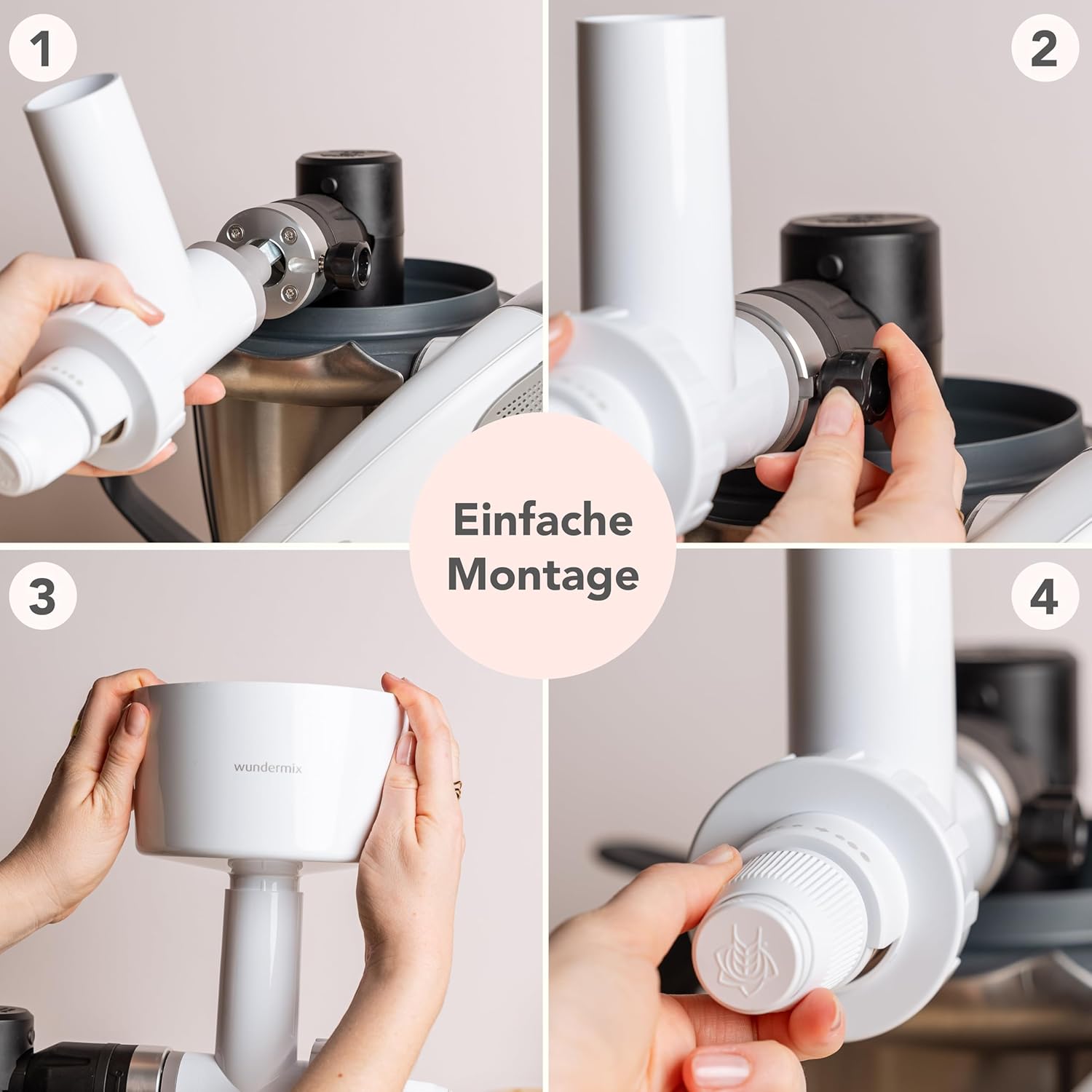 Wundermix - WunderCentix® Achse + Getreidemühlenaufsatz für Thermomix TM6 TM5 • frisches Mehl, Gewürze & Schrot mahlen • Mahlgrad einstellbar • Getreidemühle für Zuhause