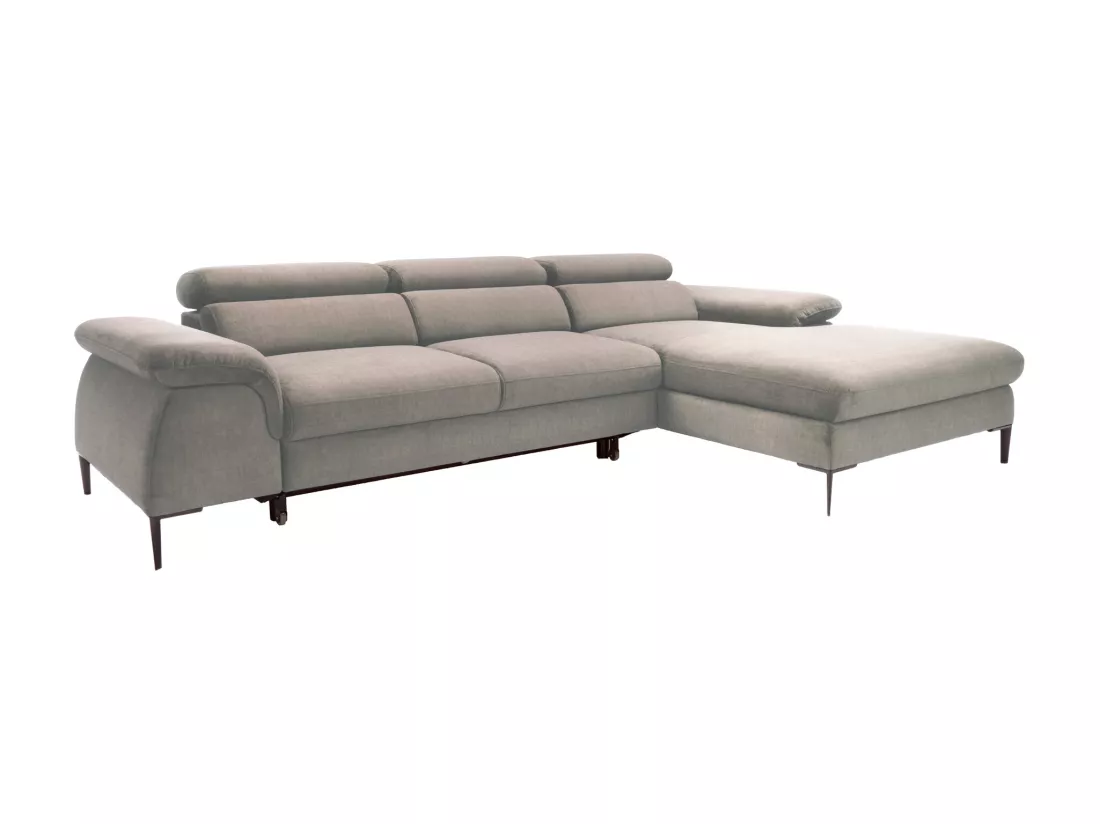 Canapé d'angle droit convertible en velours taupe SEPINA de Pascal Morabito