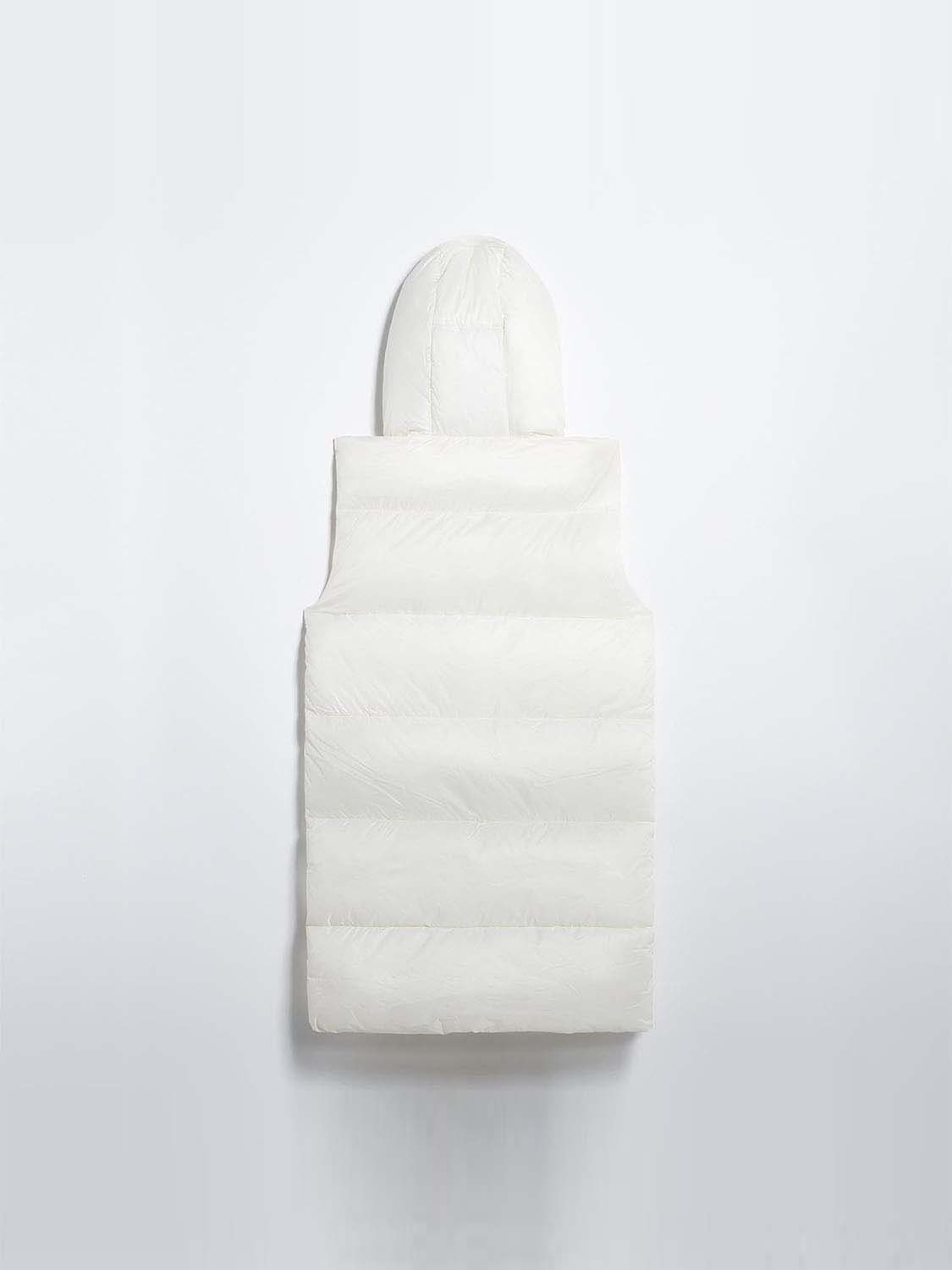 Doudoune Longue Sans Manches Femme Ecru